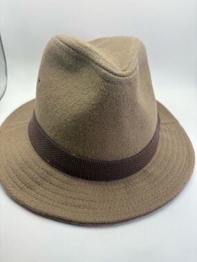 Vintage Harvard Custom Tailored Hat USA Union Made Medium Tan Safari